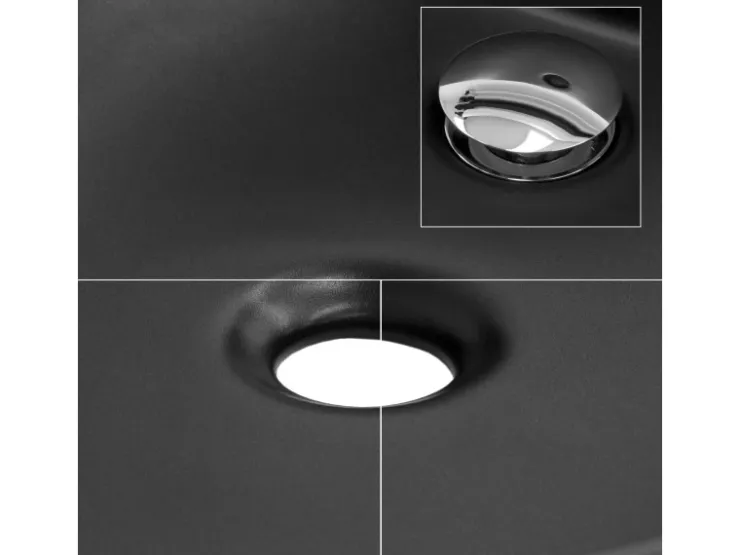 New ML-Design Waschbecken aus Keramik Schwarz 605x385x140 mm Abgerundeten Ecken