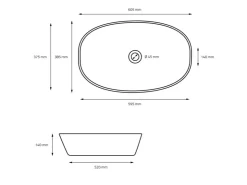 New ML-Design Waschbecken aus Keramik Schwarz 605x385x140 mm Abgerundeten Ecken