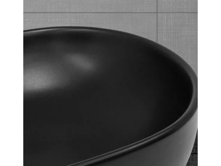New ML-Design Waschbecken aus Keramik Schwarz 605x385x140 mm Abgerundeten Ecken