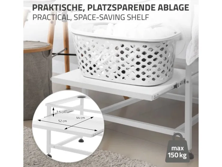 Best ML-Design Waschmaschinen Untergestell mit Schublade 63x54cm Stahl Schwarz 150kg
