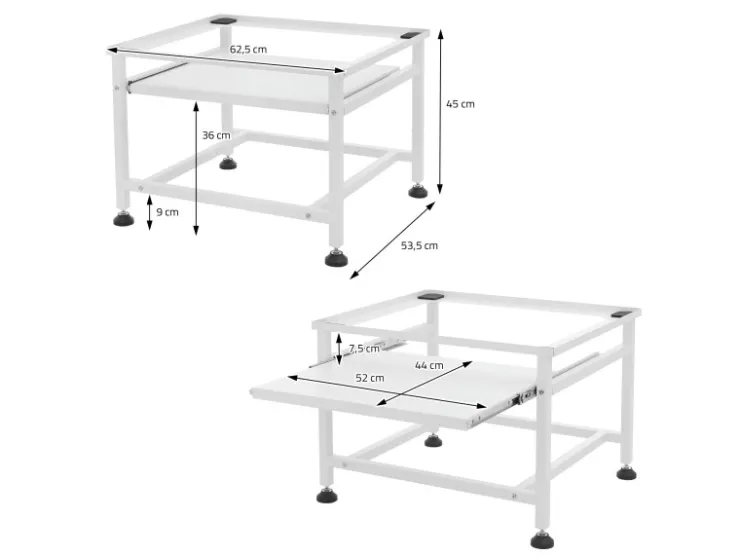Best ML-Design Waschmaschinen Untergestell mit Schublade 63x54cm Stahl Schwarz 150kg