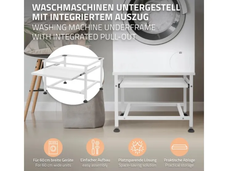 Best ML-Design Waschmaschinen Untergestell mit Schublade 63x54cm Stahl Schwarz 150kg