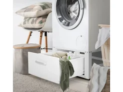 Outlet ML-Design Waschmaschinen Untergestell mit Schublade 63x54cm Stahl Weiß bis 150kg