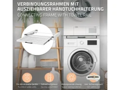 New ML-Design Zwischenbaurahmen mit Wäscheleine 60,5x54,5cm Weiß für Waschmaschine