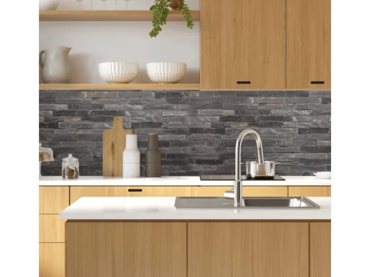 Best MySpotti Küchenrückwand Profix Cucina Black Brick 100 x 60 cm Stein Anthrazit