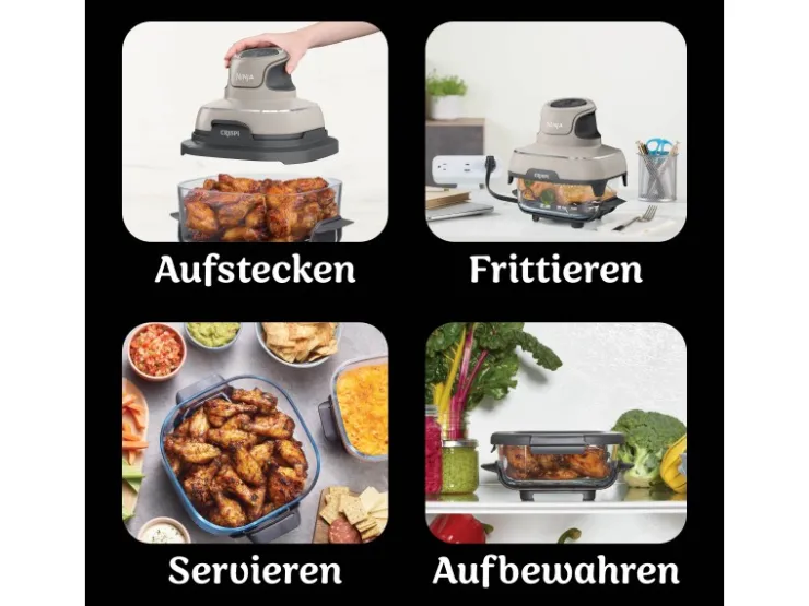 Hot Ninja Glas-Heißluftfritteuse FN101EUST CRISPi 4-in-1
