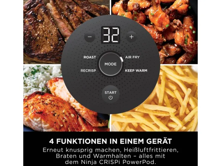 Hot Ninja Glas-Heißluftfritteuse FN101EUST CRISPi 4-in-1