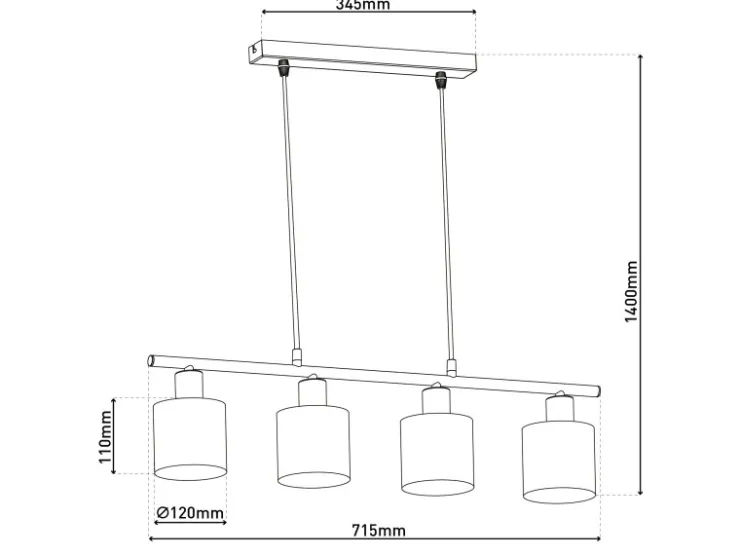 Best Näve Pendelleuchte Maron Natur 140 cm x 71,5 cm x 12 cm 4er-Set