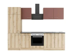 Sale Optifit Bari407/Livorno290 Küchenzeile 270 cm Rostrot / Wildeiche Nachbildung
