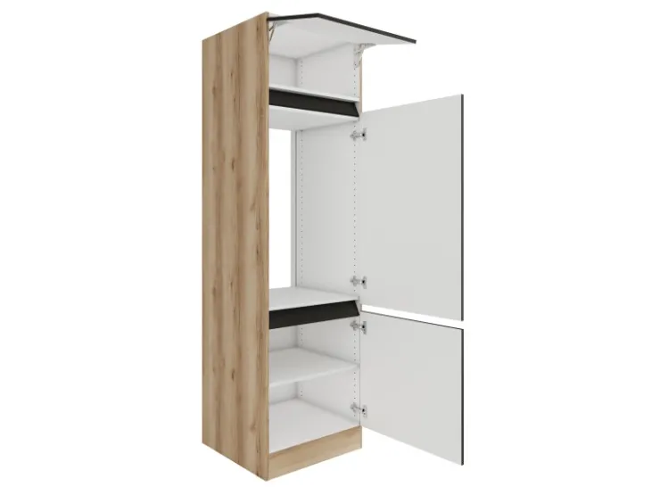 Clearance Optifit Hochschrank f. Kühlschrank 60x206,8x57cm Noah420 Anthra. WildEiche NB Anthrazit