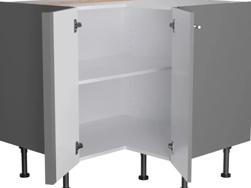 Best Küchen-Eck-Unterschrank Mats825 90/90 cm x 57 cm x 58,4 cm Basaltgrau Küchenschränke