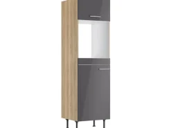 Best Küchen-Hochschrank für Backof./Kühlschr. Jonte984 60cm Anthra.-WildEiche Einbauküchen|Kühlschränke