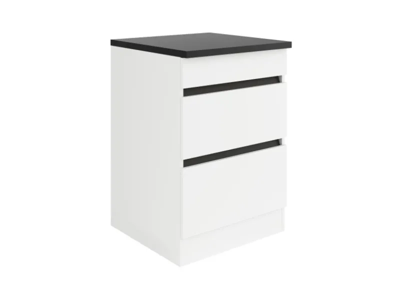 Best Küchen-Unterschrank f. Kochfeld 60 x 88 x 60 cm Luca932 Weiß Anthrazit Küchenschränke