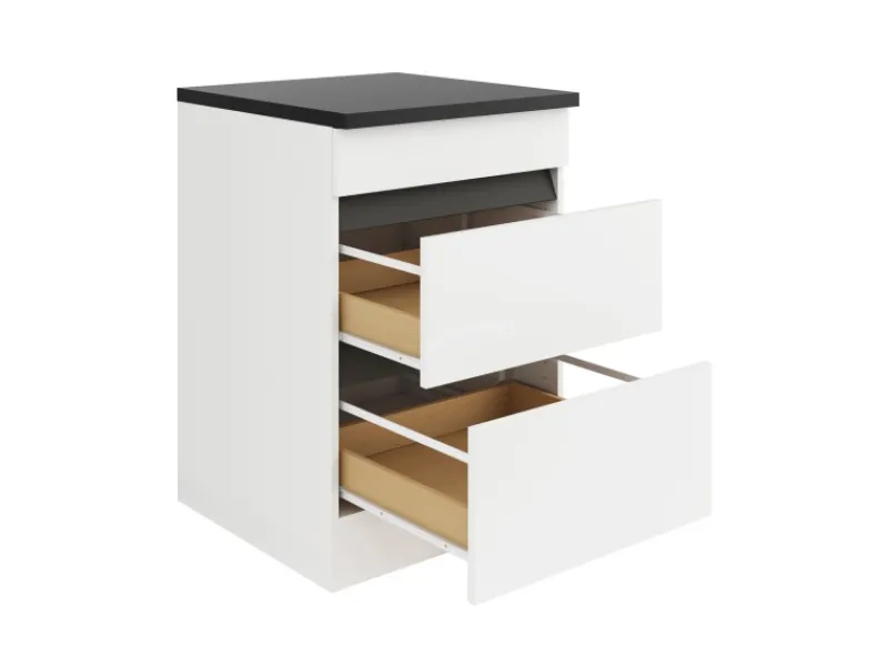 Best Küchen-Unterschrank f. Kochfeld 60 x 88 x 60 cm Luca932 Weiß Anthrazit Küchenschränke