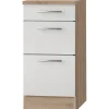 Best Küchen-Unterschrank mit 3 Auszügen Dakar286 40x84,6x60cm Weiß-Eiche Küchenschränke