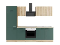 Best Küchenzeile KPLS 2711-9+ Liv.290/Sav.405 Wildeiche Nb./Steingrün 270cm Winkelküchen