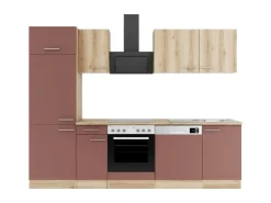 Best Optifit Livorno290/Bari407 Küchenzeile 270 cm Wildeiche Nachbildung / Rostrot