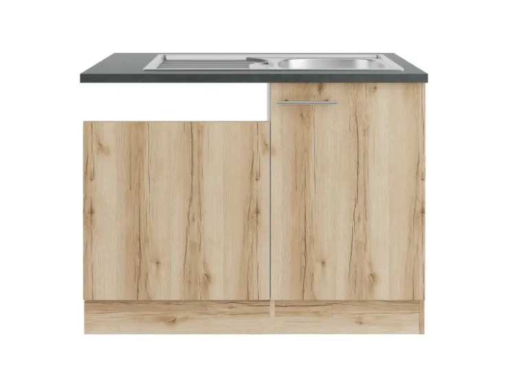 Sale Optifit Livorno290 Küchen-Spülenunterschrank Wildeiche Nachbildung