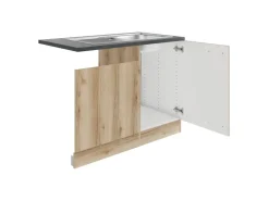 Sale Optifit Livorno290 Küchen-Spülenunterschrank Wildeiche Nachbildung