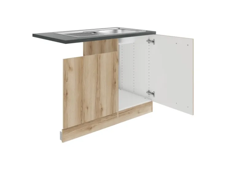 Sale Optifit Livorno290 Küchen-Spülenunterschrank Wildeiche Nachbildung