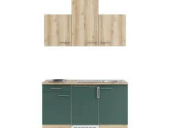 Best Livorno290/Savona405 Miniküche 150 cm Wildeiche Nachbildung / Steingrün Miniküchen