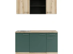 Best Optifit Livorno290/Savona405 Miniküche 150 cm Wildeiche Nachbildung / Steingrün