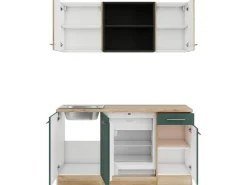 Best Optifit Livorno290/Savona405 Miniküche 150 cm Wildeiche Nachbildung / Steingrün