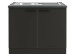 Sale Optifit Madrid420 Küchen-Spülenunterschrank 100 cm Anthrazit Matt