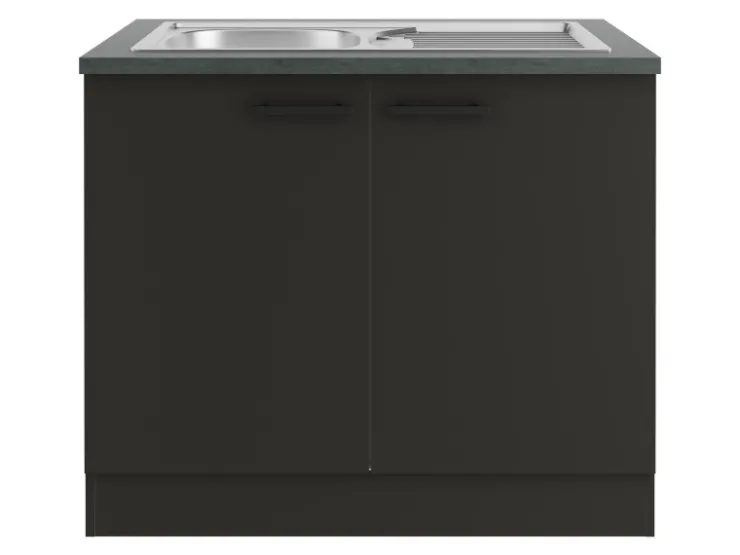 Sale Optifit Madrid420 Küchen-Spülenunterschrank 100 cm Anthrazit Matt