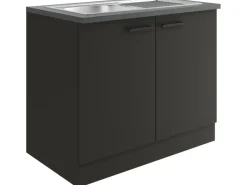 Sale Optifit Madrid420 Küchen-Spülenunterschrank 100 cm Anthrazit Matt