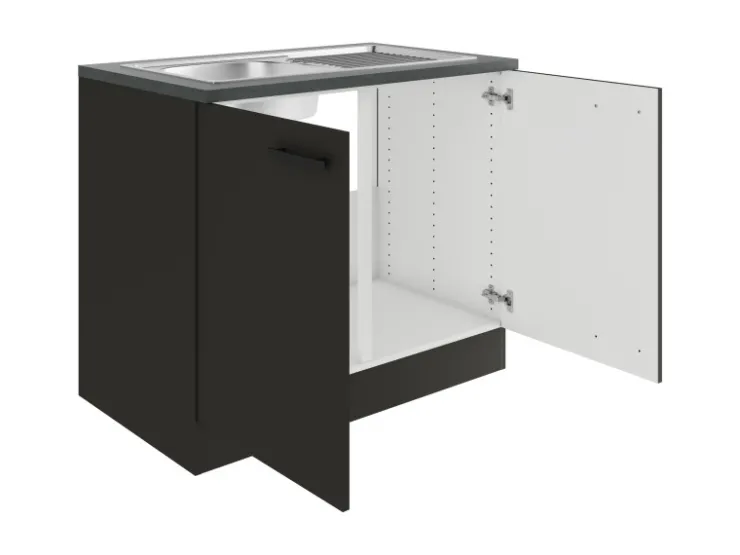 Sale Optifit Madrid420 Küchen-Spülenunterschrank 100 cm Anthrazit Matt
