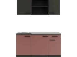 Sale Optifit Madrid420/Nizza407 Miniküche 150 cm Anthrazit / Rostrot