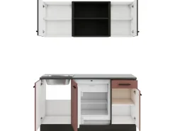 Sale Optifit Madrid420/Nizza407 Miniküche 150 cm Anthrazit / Rostrot