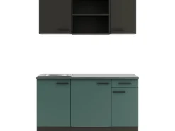 New Optifit Miniküche KPMV 1579R-9+ Madrid420/Verona405 Anthrazit/ Steingrün 150 cm