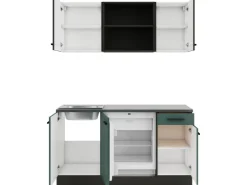 New Optifit Miniküche KPMV 1579R-9+ Madrid420/Verona405 Anthrazit/ Steingrün 150 cm