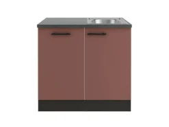 Best Optifit Nizza407 Küchen-Spülenschrank-Set Rostrot