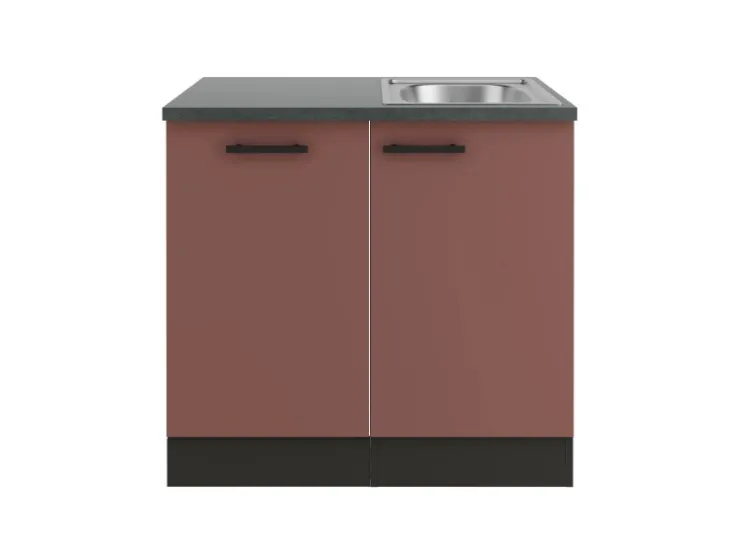 Best Optifit Nizza407 Küchen-Spülenschrank-Set Rostrot