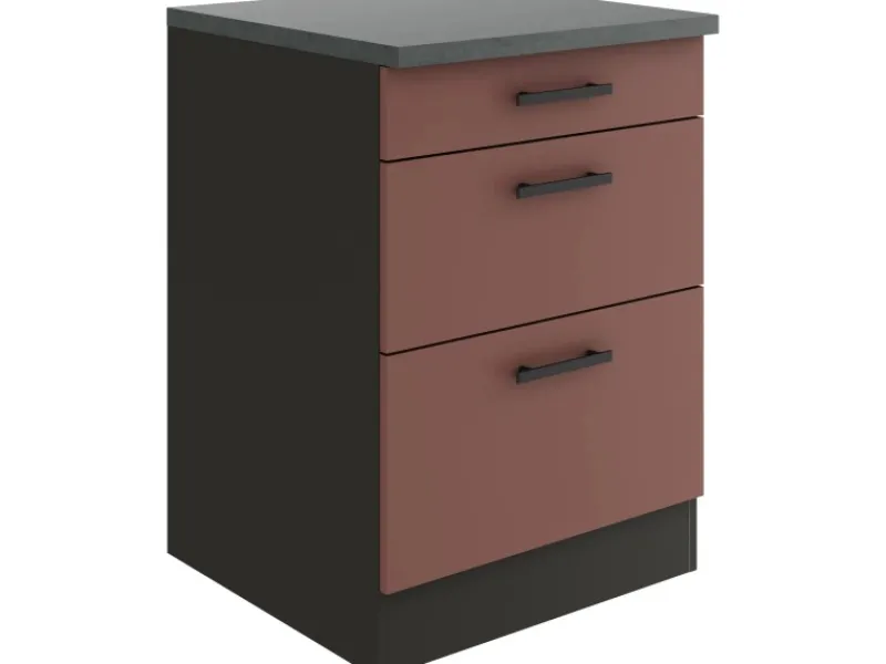 Best Nizza407 Küchen-Unterschrank 60 cm Rostrot Küchenschränke