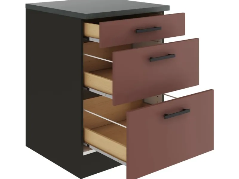 Best Nizza407 Küchen-Unterschrank 60 cm Rostrot Küchenschränke