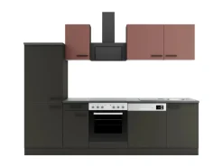 Sale Nizza407/Madrid420 Küchenzeile 270 cm Rostrot / Anthrazit Kühlschränke|Winkelküchen