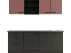 Best Optifit Nizza407/Madrid420 Küchenzeile 210 cm Rostrot / Anthrazit