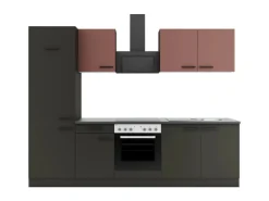 Best Nizza407/Madrid420 Küchenzeile 270 cm ohne E-Geräte Rostrot / Anthrazit Herde|Kochfelder