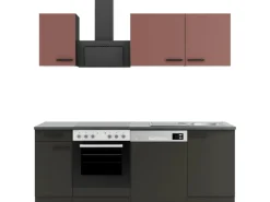 Best Nizza407/Madrid420 Küchenzeile 210 cm Rostrot / Anthrazit Winkelküchen