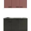 Clearance Nizza407/Madrid420 Miniküche 150 cm Rostrot / Anthrazit Miniküchen|Kochfelder