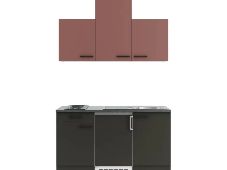 Sale Optifit Nizza407/Madrid420 Miniküche 150 cm Rostrot / Anthrazit