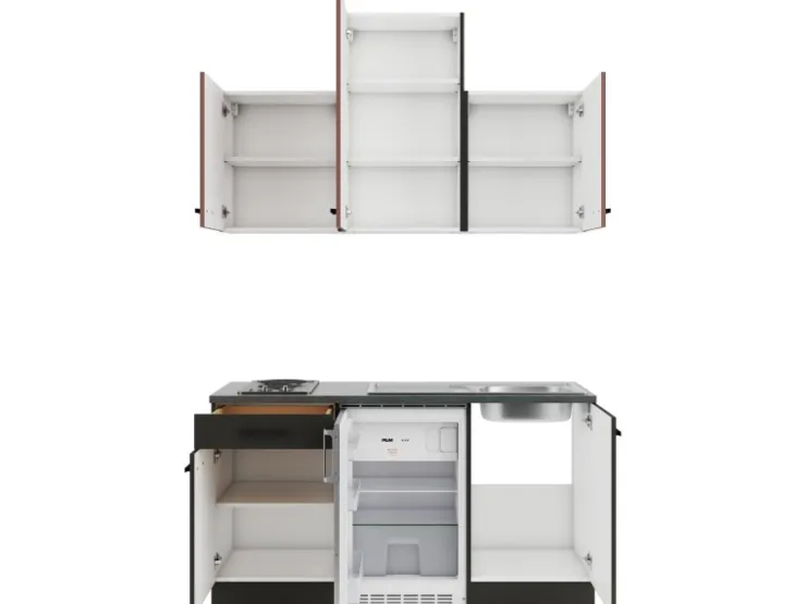 Sale Optifit Nizza407/Madrid420 Miniküche 150 cm Rostrot / Anthrazit