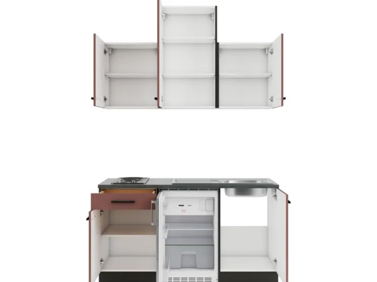 Discount Optifit Nizza407 Miniküche 150 cm Rostrot