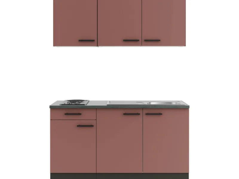 New Nizza407 Miniküche 150 cm Rostrot Miniküchen|Einbauküchen