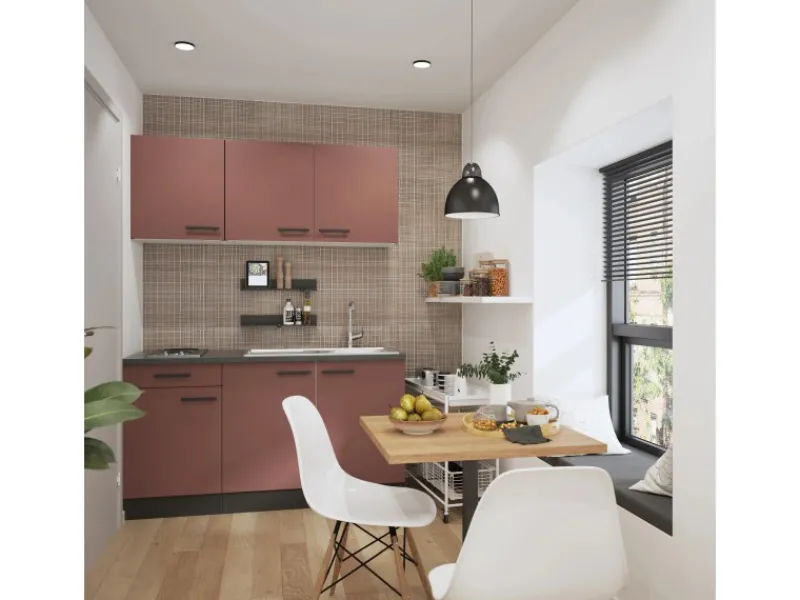 New Nizza407 Miniküche 150 cm Rostrot Miniküchen|Einbauküchen