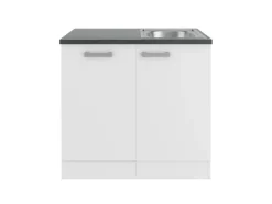 Best Optifit Oslo214 Küchen-Spülenschrank-Set Feinstruktur Weiß